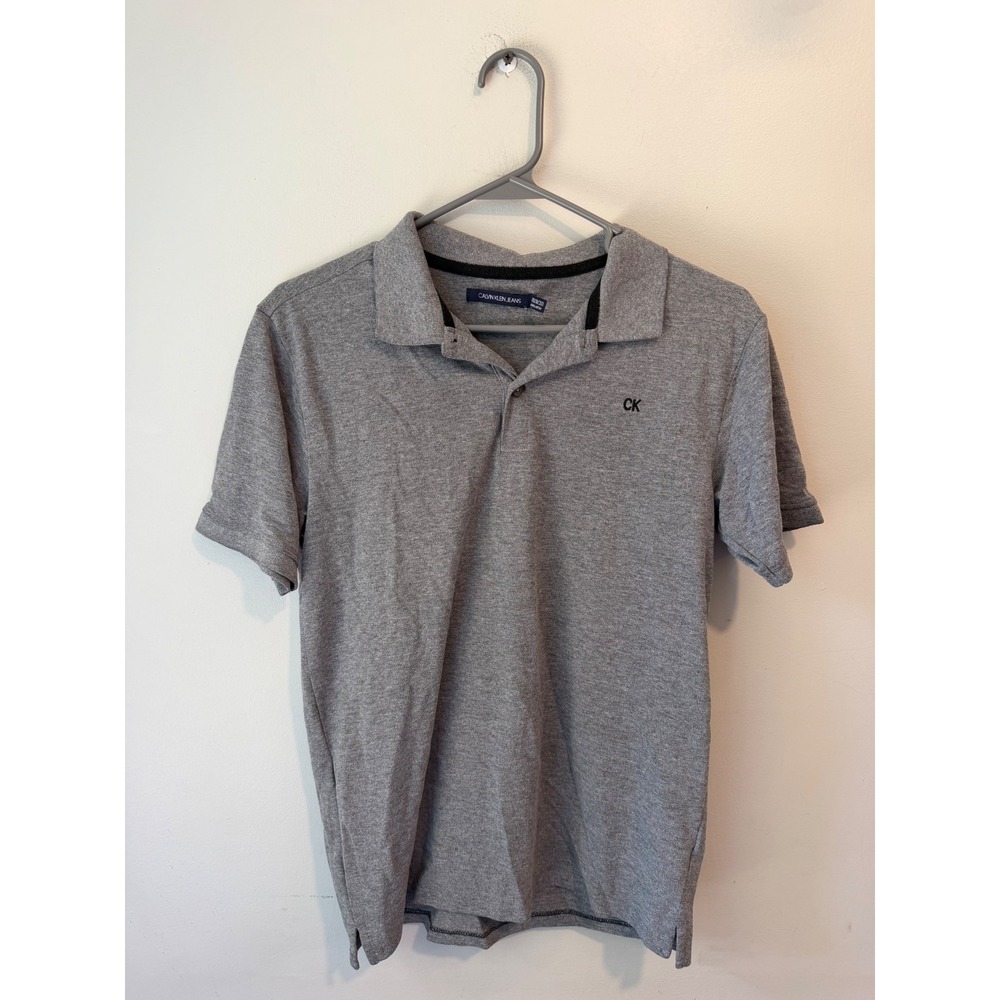 Calvin Klein Jeans Mens Gray Short Sleeve Polo Shirt CK Logo CKFDB04F-096 XL